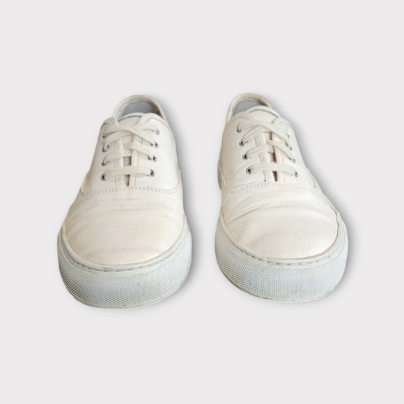 Common Projects Four Hole White/Cream Leather Sneakers - Picture 3 of 8
